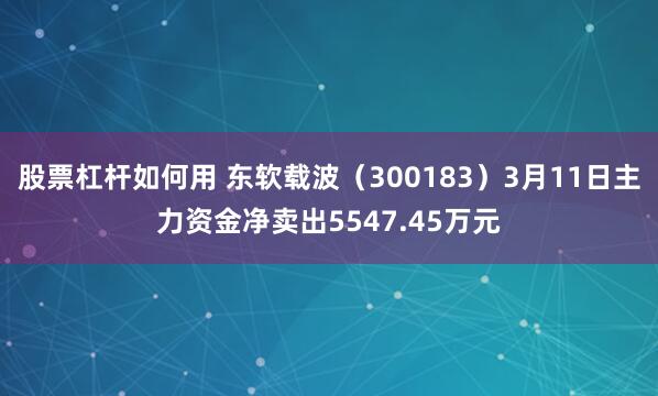 股票杠杆如何用 东软载波（300183）3月11日主力资金净卖出5547.45万元